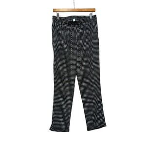 Veronica M Black White Square Geometric Print Elastic Waist Pants Small P-413